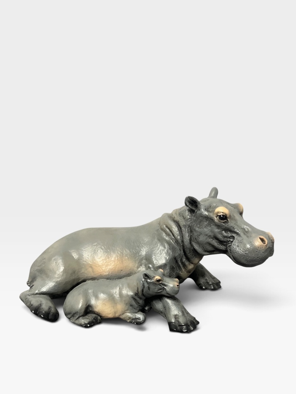 Vintage Castagna Italy 1988 Hippo Mother & Baby Whimsical Figurine Home Decor